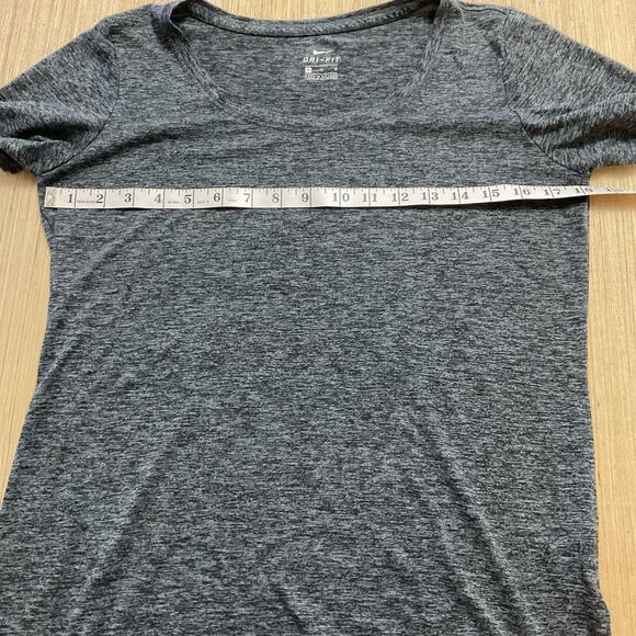 Nike Shirt Womens Medium Short Sleeve Heather Gray Dri-Fit w Logo Lightweight - Picture 3 of 5